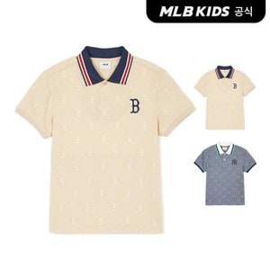 MLB키즈 (공식)24SS 다이아 모노그램 자가드 피케 티셔츠 (2color) 7APQMD343