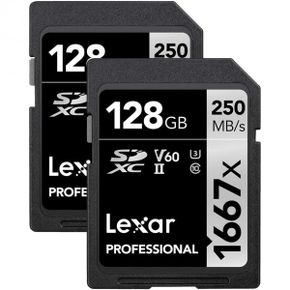 미국 렉사 sd카드 Lexar Professional 1667x 128GB 2Pack SDXC UHSI Memory Cards C10 U3 V60 Fu