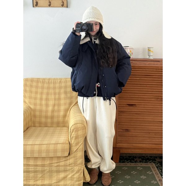 SIPT7176 슬럽 밴딩 조거 팬츠_Ivory