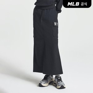 MLB [코리아공식] 여성 베이직 쿠퍼스 우븐 카고 롱 스커트 NY (Black)