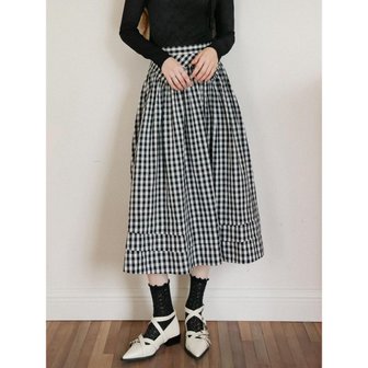 쎄무아듀 Cest_Vintage checked long skirt