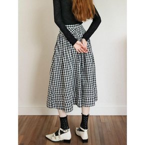 Cest_Vintage checked long skirt