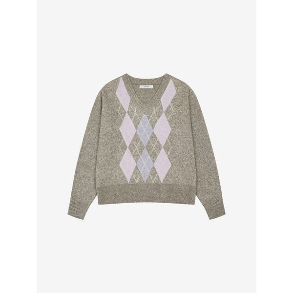 아가일 브이넥 니트 풀오버 (VLUCY2968)