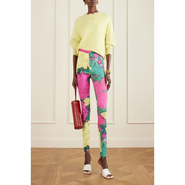 프린트 스트레치 저지 레깅스 그린 46376663162945953