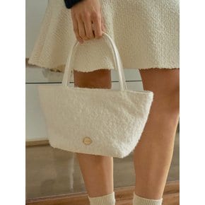 T Hairy Wool Tote Bag_Snow White