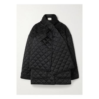 토템 스카프 디테일 퀼팅  셸 재킷 블랙 1647597352892638