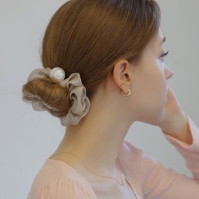 글로시 미니 펄 헤어 스크런치 머리끈