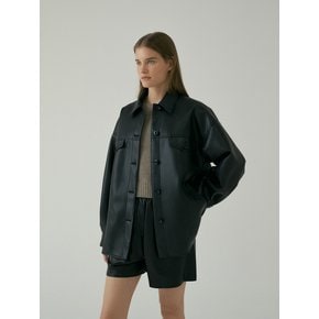 VEGAN LEATHER OVERFIT JACKET (BLACK)