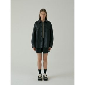 VEGAN LEATHER OVERFIT JACKET (BLACK)