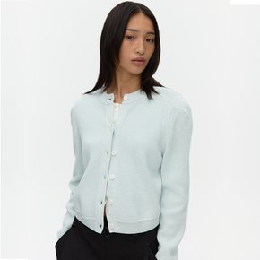 Ribbed Shoulder Cardigan_SKY BLUE