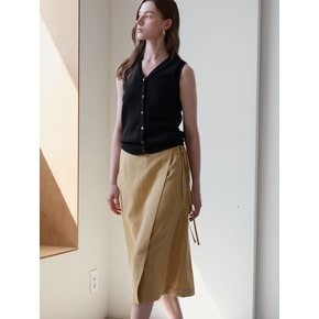 String Linen Wrap Skirt _Beige