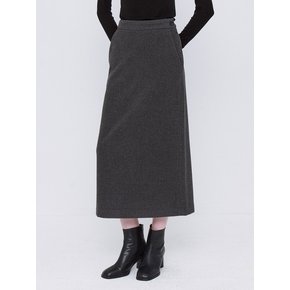 Basic Wool Tencel Long Skirt - Charcoal