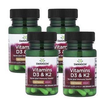 스완슨 비타민D3 K2 비타민D & K2 60베지캡슐 X 4통