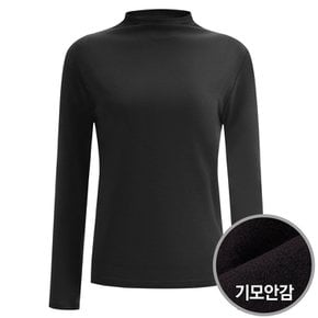 샤인 국산 여성 하프넥 기모 데일리 이너 소프트 긴팔 반폴라 티셔츠 DAI-WSH-1735-블랙