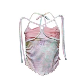 nylon combi strap top - pink