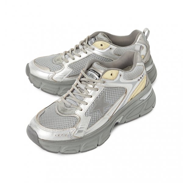 GOLDEN  レディース スニーカー GWF00724 F006475 70138 Women's Lightstar in metallic leather and silver mesh with