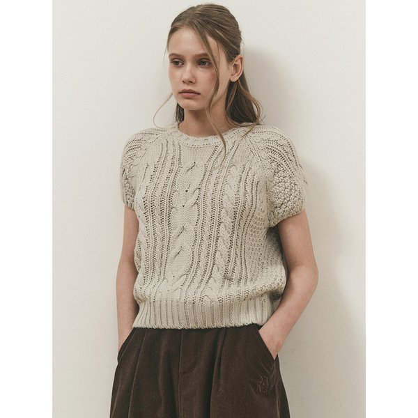 HERITAGE BOLD CABLE HALF KNIT_GRAY