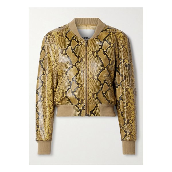 세렘 크롭 스네이크 이펙트 가죽 재킷 스네이크 프린트