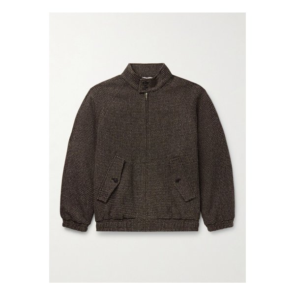 울 알파카 실크 혼방 트위드 보머 재킷 브라운 46376663162885171