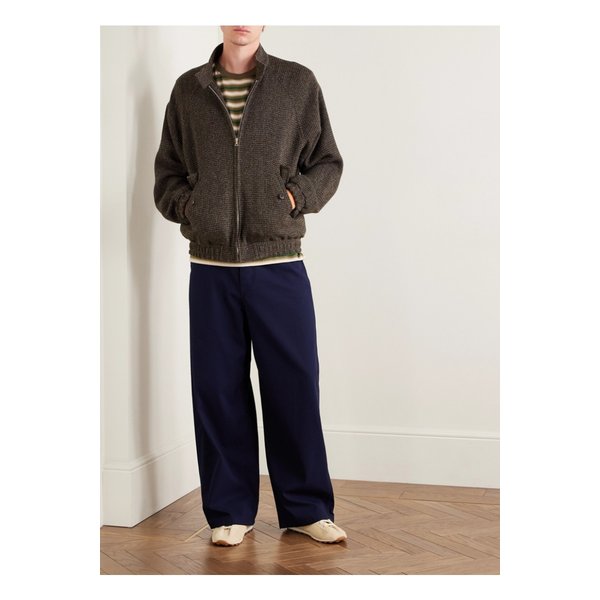 울 알파카 실크 혼방 트위드 보머 재킷 브라운 46376663162885171