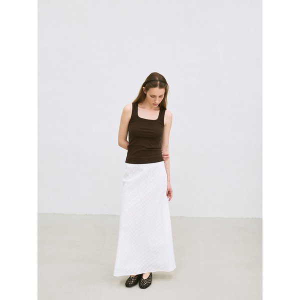 plaid bias maxi skirt (white)