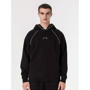 SMALL LOGO PIPING HOODIE-BLACK