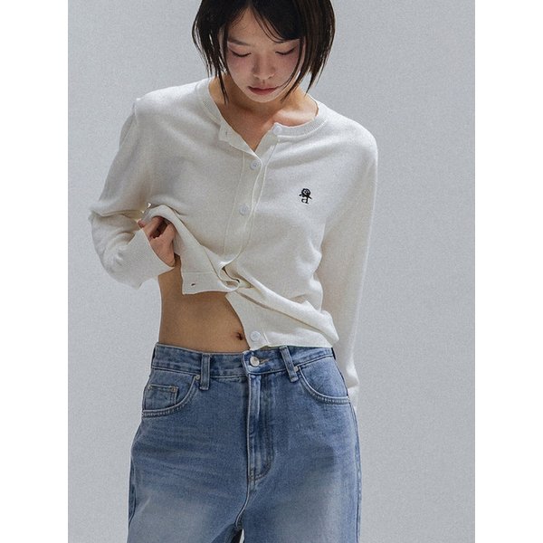 Floral Logo Wool Cardigan_IVORY