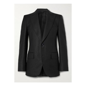 톰포드 메탈릭 프린스 오브 웨일스 체크 울 혼방 턱시도 재킷 블랙 1647597354505580