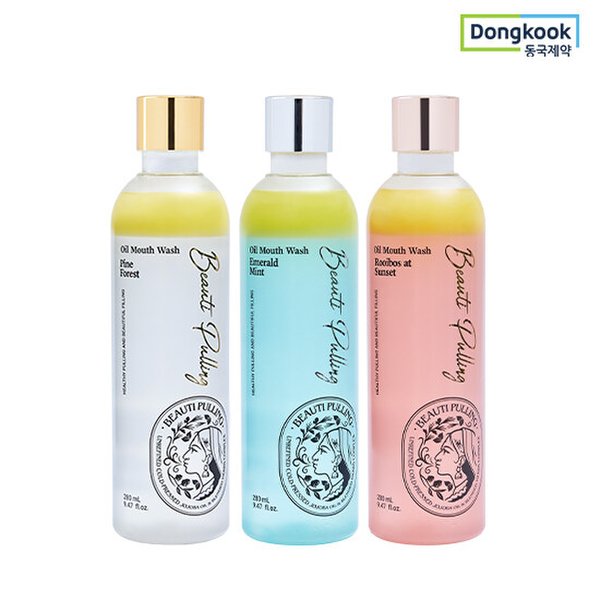 동국제약 뷰티풀링 오일 가글 280ml 3개 (에메랄드민트/파인포레스트/루이보스엣선셋/혼합형)