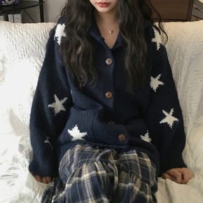 크로티스 카라넥  오버핏 별 니트가디건 (2color)