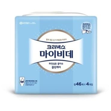 신세계 규격 크리넥스 마이비데 화장실용 물티슈 클린케어 캡 46매*4개입(1개)