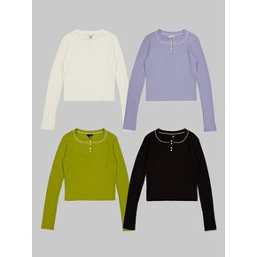 D. BASIC WAFFLE SEMI SQUARE NECK T - 4 COLOR