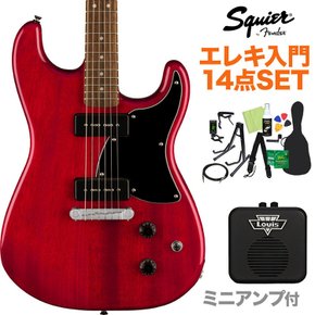 Squier by Fender Paranormal Strat-O-Sonic Crimson Red 초보자를 위한 투명 일렉트로 기타