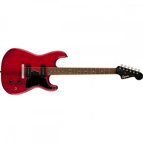 Squier by Fender Paranormal Strat-O-Sonic Crimson Red 초보자를 위한 투명 일렉트로 기타