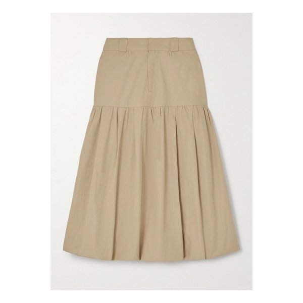 벨 플리츠 티어드 코튼 미디 스커트 베이지 1647597338348304