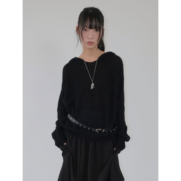 See-through Hood Knit_BLACK