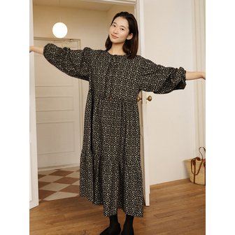 치키타 플라워 벌룬 원피스 블랙