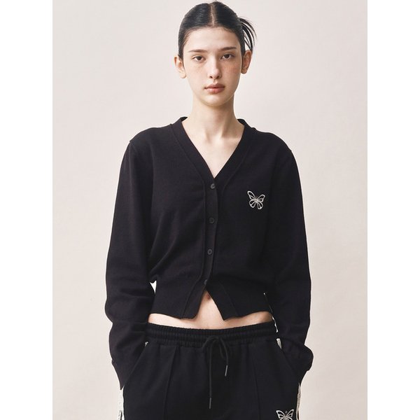MINI BUTTERFLY SOFT V-CARDIGAN_BLACK IVORY