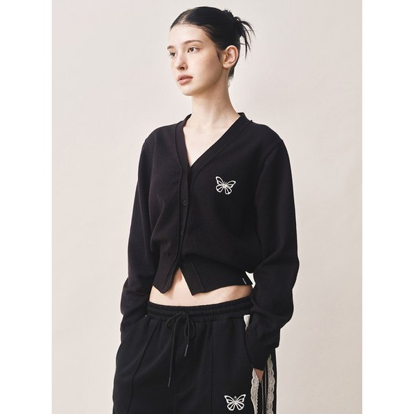MINI BUTTERFLY SOFT V-CARDIGAN_BLACK IVORY