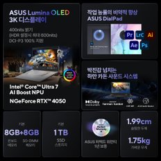 2024년 신제품 비보북 프로 15 OLED N6506MU-MA001 인텔 U7 16GB RTX4050 NVIDIA Studio 노트북