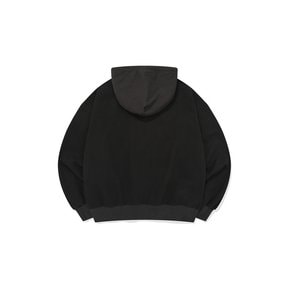 Garment dyed hooded zip-up / Pigment black