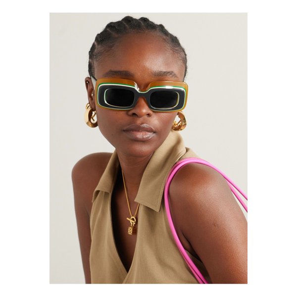 파울라 이비자 레이어드 직사각 프레임 아세테이트 선글라스 블랙 1647597338356684