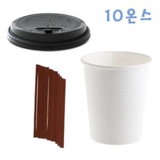 295ml 무지컵+개폐형블랙뚜껑 100개+초코빨대 1000개