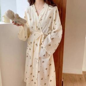 /이룸 여성 홈웨어 가운 파자마 긴팔 요루면 패턴 잠옷