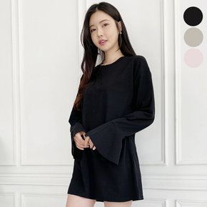 제이지컴퍼니 여성 소매 프릴 루즈핏 긴팔 롱 티셔츠