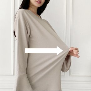 제이지컴퍼니 여성 소매 프릴 루즈핏 긴팔 롱 티셔츠