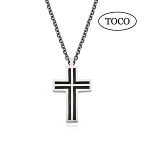 925 Silver Modern Cross Necklace  십자가 음각 목걸이