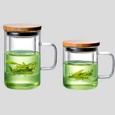 베이직 내열유리 거름망 머그컵 360~500ml 찻잔 유리컵