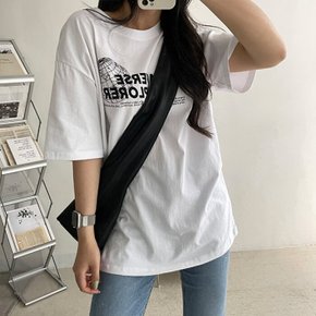 / [루즈핏!] 메타 레터링 데일리 반팔 티셔츠