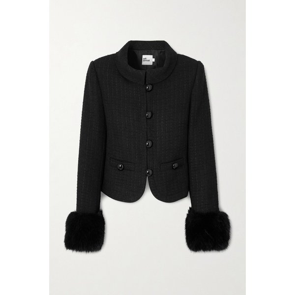 크롭 플러시 트림 부클 트위드 재킷 46376663162953055